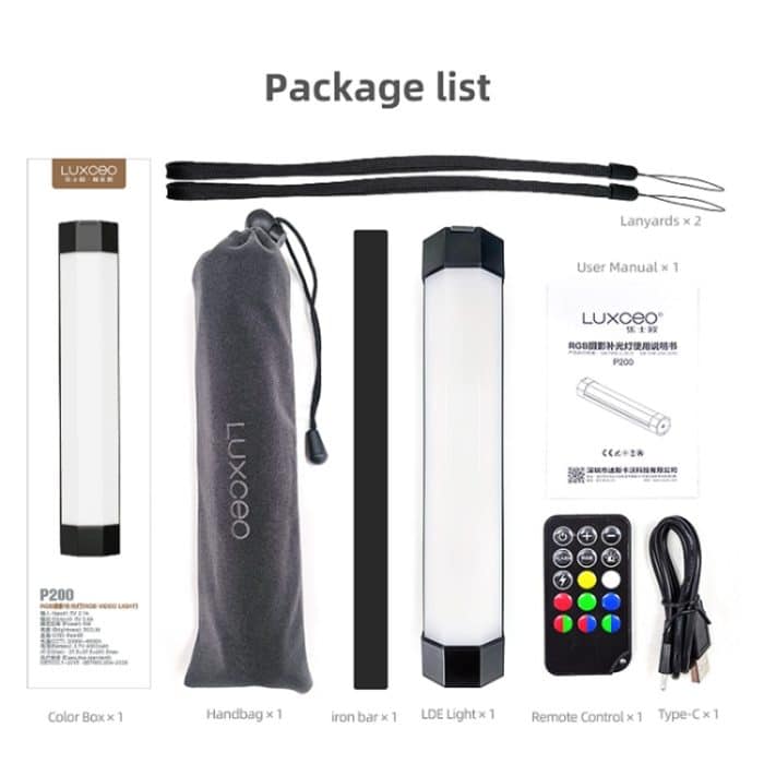 LUXCeO RGB Buntes Foto-LED-Stick-Videolicht, APP-Steuerung, einstellbare Farbtemperatur, wasserdichtes Hand-LED-Fülllicht mit Fernbedienung, P200 RGB – Bild 15