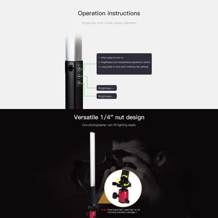 LUXCeO Q508S Dual Farbtemperatur 1000LM Foto LED Stick Video Licht Handheld LED Fülllicht Blitzbeleuchtung Lampe, Q508S – Bild 5