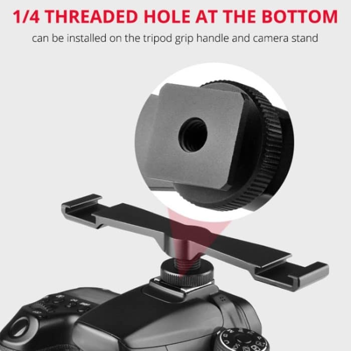 YELANGU A641 Kaltschuh-zu-Dual-Kaltschuh-Montageadapter, Verlängerungshalterung aus Aluminiumlegierung, Cold Shoe to Dual Cold Shoe – Bild 6