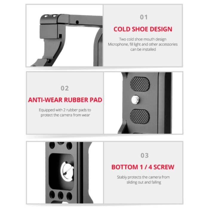 YELANGU C24 Videokamerakäfig-Stabilisierungsset mit Griff für Sony Alpha 7C / A7C / ILCE-7C, For Sony Alpha 7C Cage with Handle – Bild 5