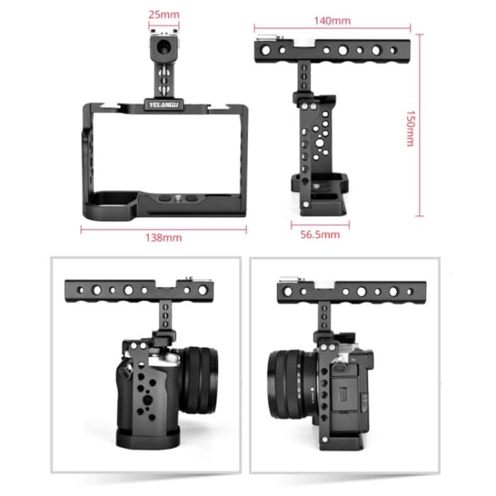 YELANGU C24 Videokamerakäfig-Stabilisierungsset mit Griff für Sony Alpha 7C / A7C / ILCE-7C, For Sony Alpha 7C Cage with Handle – Bild 6