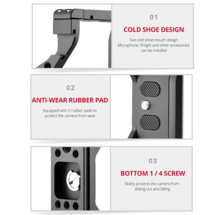 YELANGU C24 Videokamera-Käfigstabilisator für Sony Alpha 7C / A7C / ILCE-7C, For Sony Alpha 7C Single Cage – Bild 7