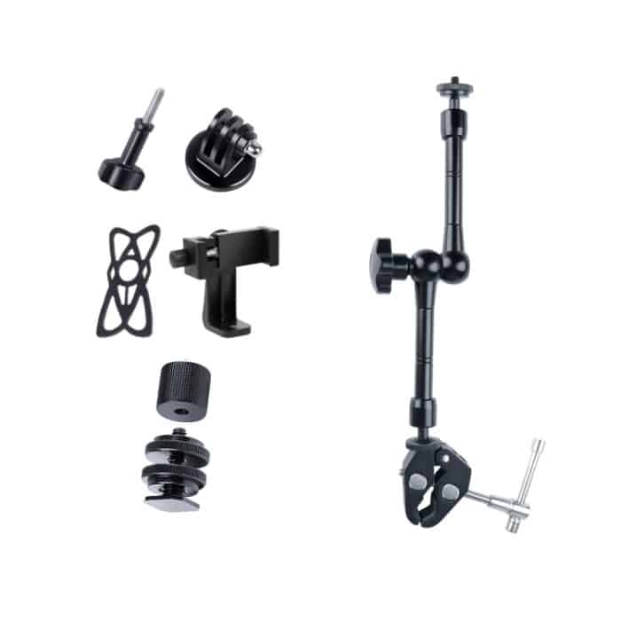 27,9 cm (11 Zoll) verstellbarer, reibungsarmer magischer Arm + große Klauenklammern mit Telefonklemme, 11 inch Magic Arm + Claws Clips with Phone Clamp – Bild 1