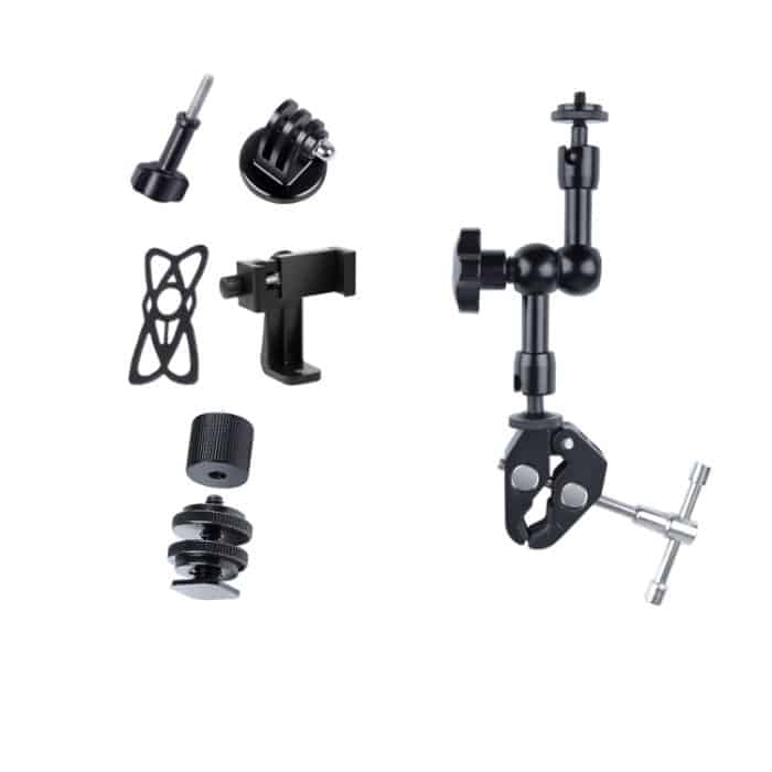 DCA1480B.jpg 7 Zoll verstellbarer, reibungsarmer magischer Arm + große Klauenklammern mit Telefonklemme, 7 inch Magic Arm + Claws Clips with Phone Clamp – Bild 1