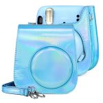 Aurora Color Ledertasche Ganzkörper-Kameratasche mit Schultergurt für FUJIFILM Instax mini 11, Blue