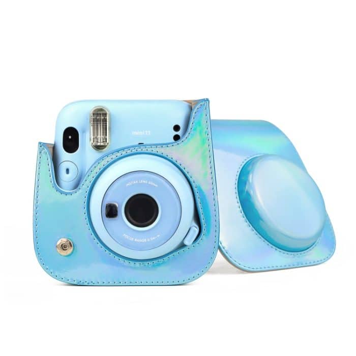 Aurora Color Ledertasche Ganzkörper-Kameratasche mit Schultergurt für FUJIFILM Instax mini 11, Blue – Bild 6
