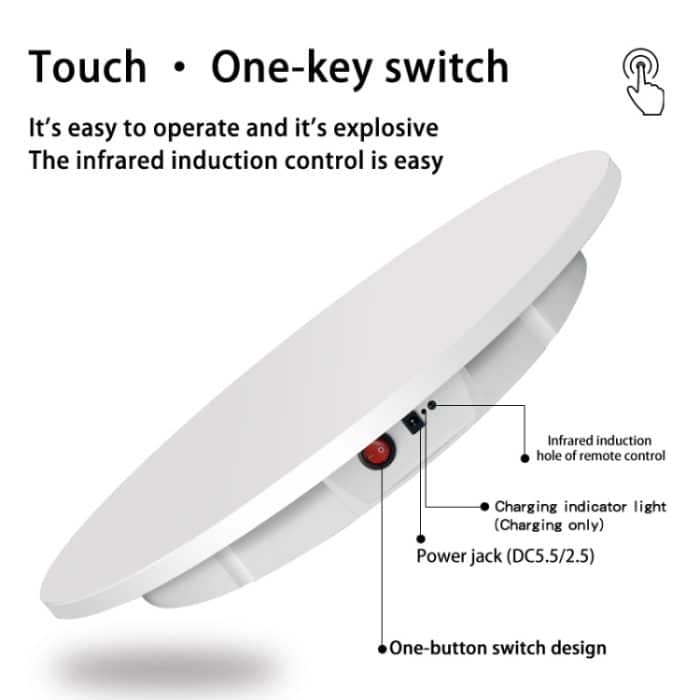 60 cm elektrischer drehbarer Präsentationsständer Requisiten-Drehteller, Belastung: 100 kg, Plug-in-Stromversorgung, EU-Stecker, 60cm, EU Plug – Bild 6