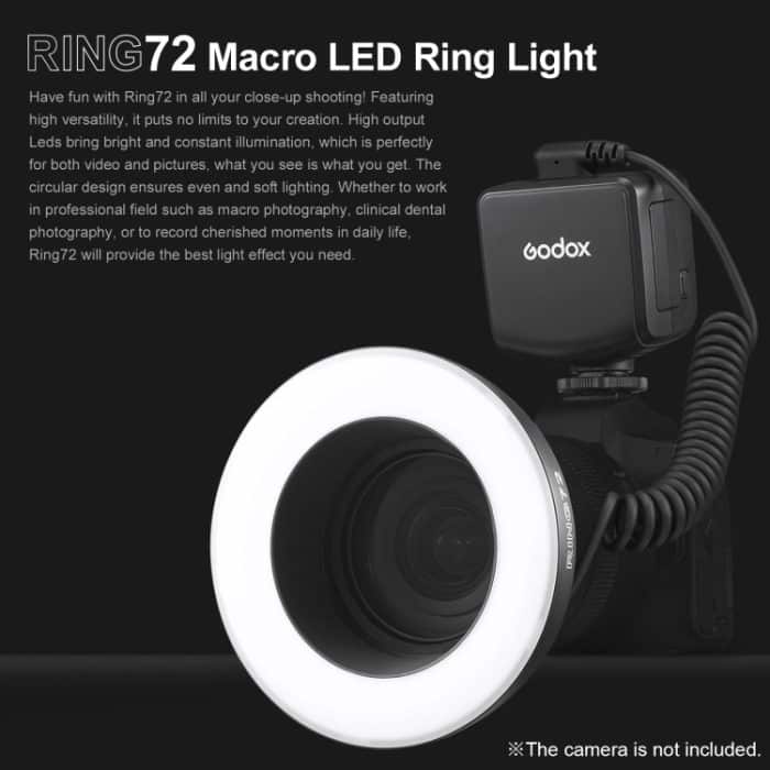 Godox Ring72 Macro Ring 48 LED-Blitzlicht mit 8 Adapterringen unterschiedlicher Größe, Ring72 – Bild 6