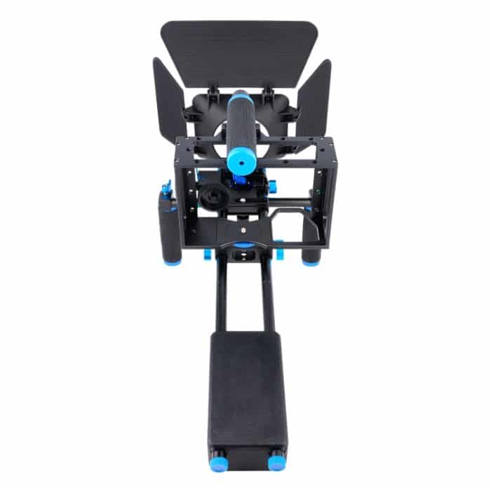 YELANGU D222 Dual Griffe Kamera Schulterhalterung + Kamerakäfig-Stabilisator-Kit mit Matte Box + Follow Focus für DSLR-Kamera / Videokamera – Bild 4