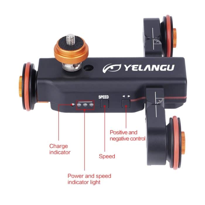 YELANGU L4X Kamerarad Dolly II Elektrischer Schieberegler 3-Rad-Video-Riemenscheibe Rollendes Dolly-Auto mit Fernbedienung für DSLR- / Heim-DV-Kameras, GoPro, Smartphones, Last: 3 kg – Bild 5