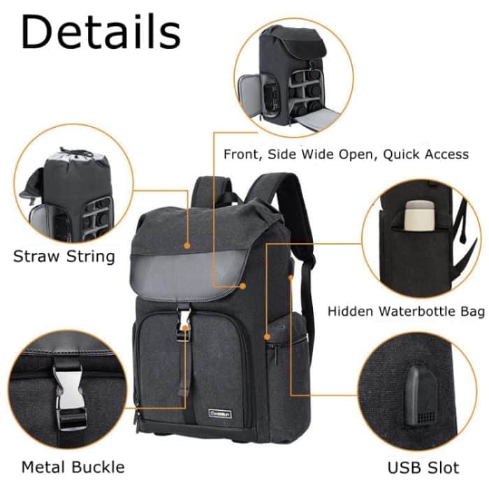 Caden M8 Side Open Canvas Große Kapazität Fotografie Rucksack Umhängetasche – Bild 6