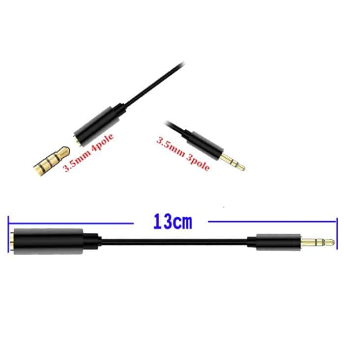 5 Stück 13 cm Metall 3,5 mm Audio 4-polige Buchse auf 3-poligen Stecker Mikrofon-Adapterkabel, 4 Pole to  3 Pole Adapter Cable – Bild 3