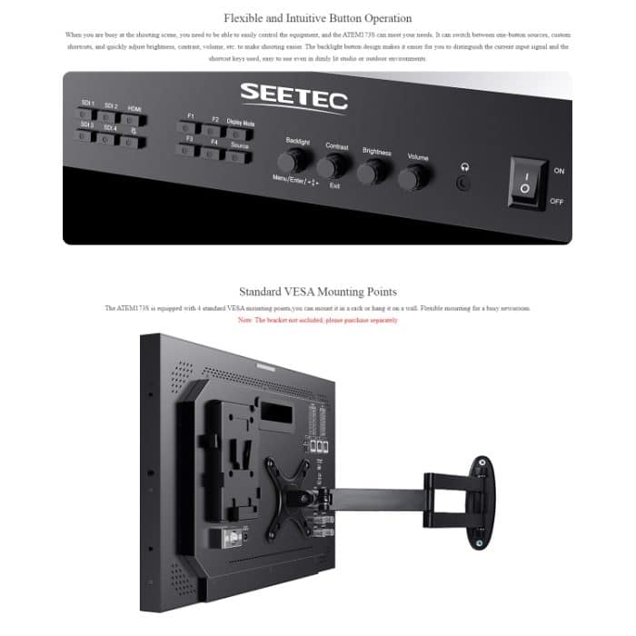 SEETEC ATEM173S 17,3 Zoll 3G-SDI HDMI Full HD 1920x1080 Multi-Kamera-Broadcast-Monitor, ATEM173S – Bild 7