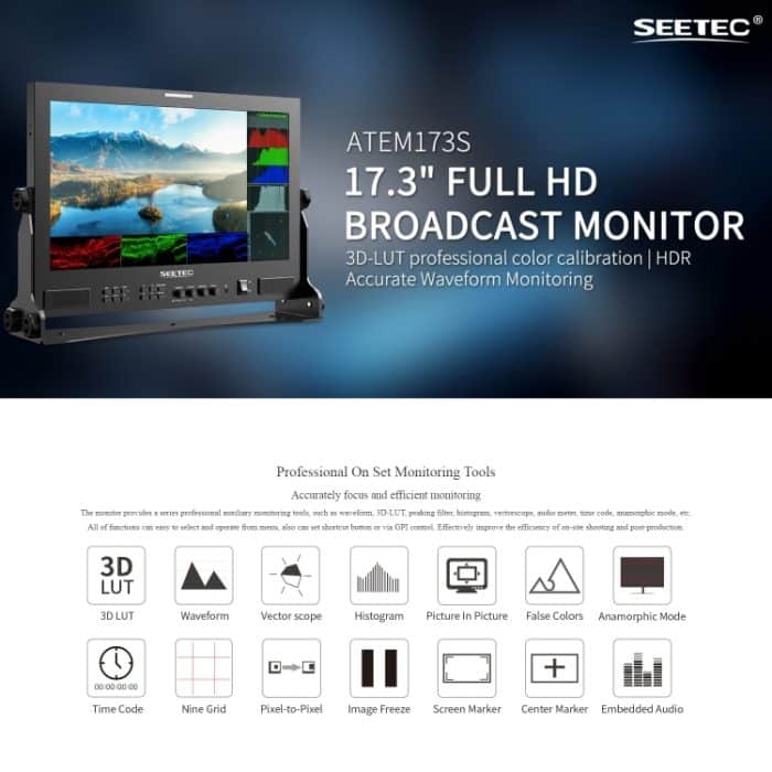 SEETEC ATEM173S 17,3 Zoll 3G-SDI HDMI Full HD 1920x1080 Multi-Kamera-Broadcast-Monitor, ATEM173S – Bild 9