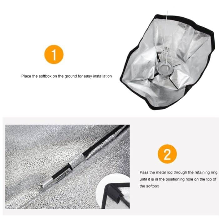 Godox 60 x 60 cm rechteckige Softbox Fotostudio Bowens Mount Diffusor für Speedlite – Bild 6