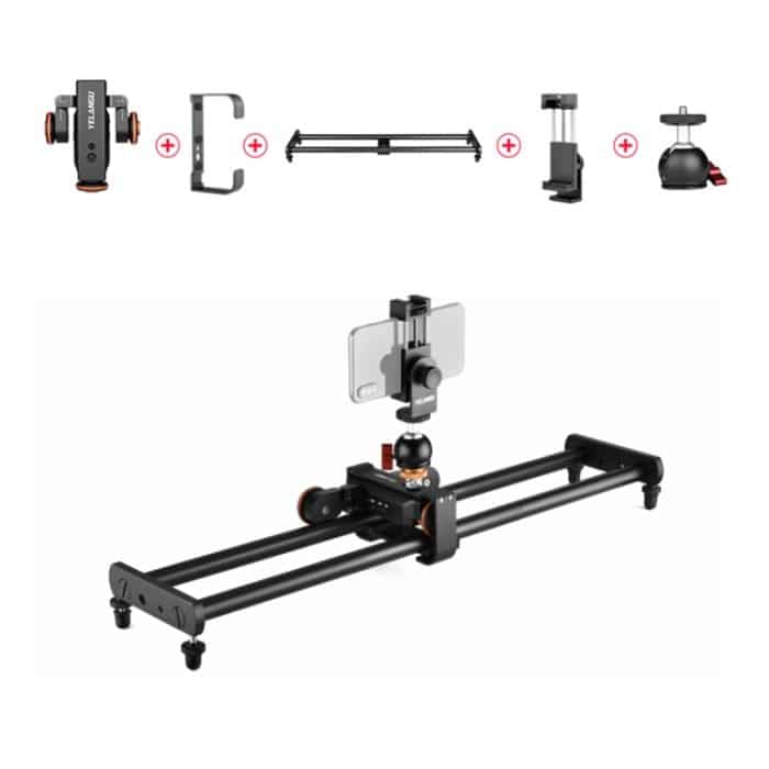 Yelangu L60E 60 cm Dia Rail Track + L4 3-Rad Video Dolly mit Telefonklemme & Ballhead – Bild 3