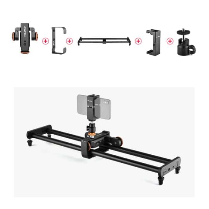 Yelangu L60E 60 cm Dia Rail Track + L4 3-Rad Video Dolly mit Telefonklemme & Ballhead – Bild 3