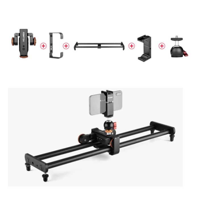 Yelangu L60E 60 cm Dia Rail Track + L4 3-Rad-Video Dolly mit PC142-Telefonklemme & Ballhead – Bild 3