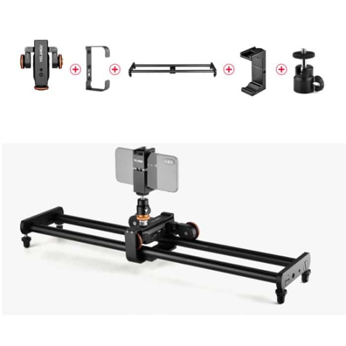 Yelangu L60E 60 cm Dia Rail Track + L4 3-Rad-Video Dolly mit PC142-Telefonklemme & Ballhead – Bild 3