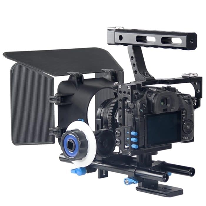 YELANGU YLG1105A Griff-Videokamera-Käfigstabilisator-Kit mit Matte Box und Follow Focus für Panasonic Lumix DMC-GH4 und G7 / Sony A7 und A7S und A7R und A7RII und A7SII – Bild 3