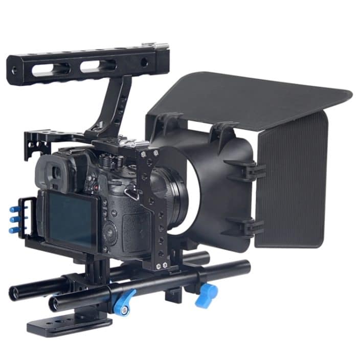 YELANGU YLG1105A Griff-Videokamera-Käfigstabilisator-Kit mit Matte Box und Follow Focus für Panasonic Lumix DMC-GH4 und G7 / Sony A7 und A7S und A7R und A7RII und A7SII – Bild 4