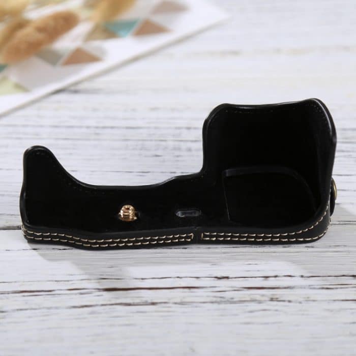 1/4-Zoll-Gewinde PU-Leder-Kamera-Halbgehäusebasis für Sony Alpha 6100 / A6100, For Sony Alpha 6100 / A6100 – Bild 2