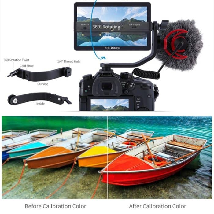 FEELWORLD F5 Pro V4 6 Zoll Touchscreen DSLR Kamera Feldmonitor 3D LUT 4K HDMI Eingang Ausgang Neigearm – Bild 7