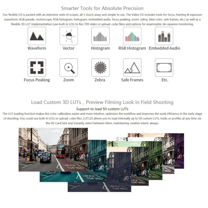 FEELWORLD LUT11S 10,1 Zoll ultraheller 2000nit Touchscreen DSLR-Kamera-Feldmonitor, 3G-SDI 4K HDMI Eingang Ausgang 1920 x 1200 IPS-Panel, LUT11S – Bild 11