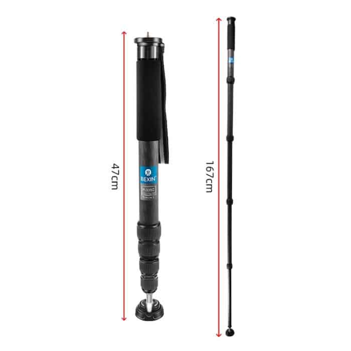 BEXIN P335C Kamera Kohlefaser Einbeinstativ Reisen Live Selfie Halterung Halter – Bild 2