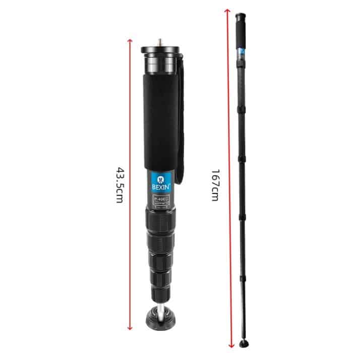 BEXIN P406C Kamera Kohlefaser Einbeinstativ Travel Live Selfie Halterung – Bild 2