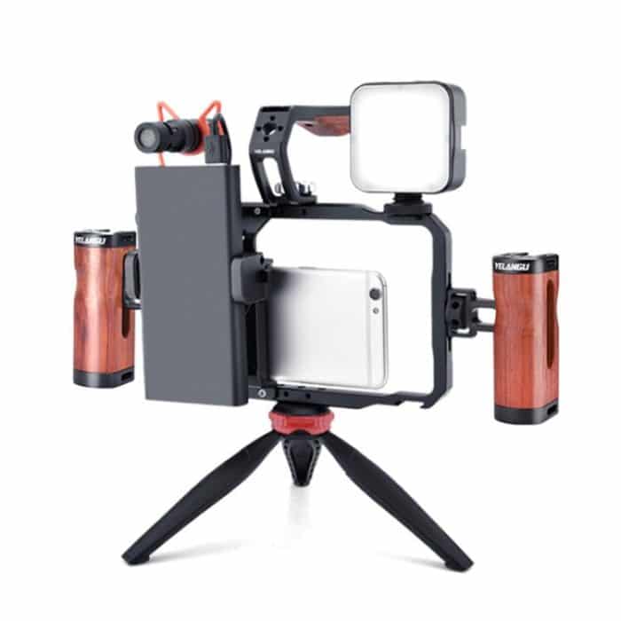 DCA2146.jpg YELANGU LW-B01A01 Vlogging Live Broadcast LED Selfie Light Mic Smartphone Video Rig Handles Stabilizer Kits – Bild 1