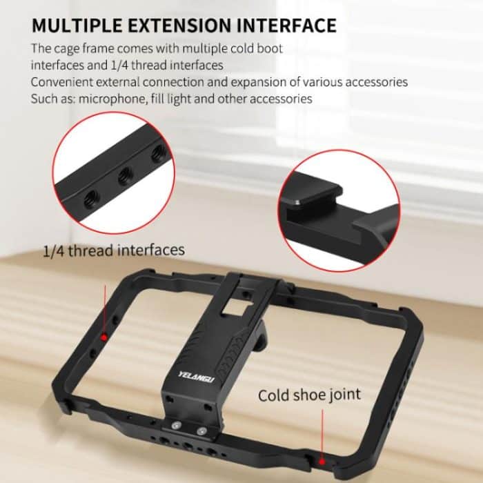 YELANGU LW-B01A01 Vlogging Live Broadcast LED Selfie Light Mic Smartphone Video Rig Handles Stabilizer Kits – Bild 6