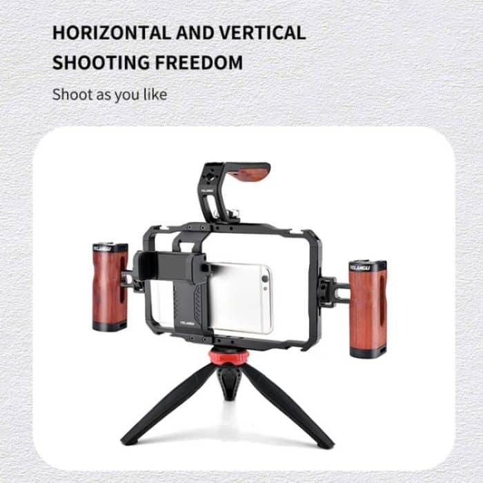 YELANGU LW-B01A01 Vlogging Live Broadcast LED Selfie Light Mic Smartphone Video Rig Handles Stabilizer Kits – Bild 8