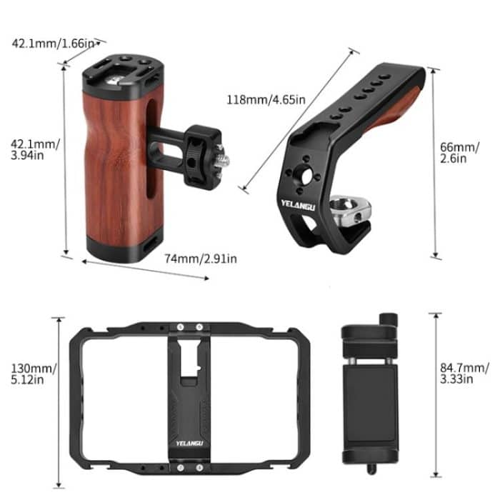 YELANGU LW-B01A01 Vlogging Live Broadcast LED Selfie Light Mic Smartphone Video Rig Handles Stabilizer Kits – Bild 10