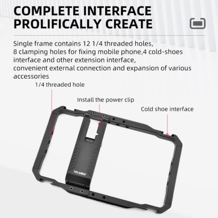 YELANGU LW-B01-1 Vlogging Live Broadcast Smartphone Video Rig Metallkäfig, LW-B01-1 – Bild 3