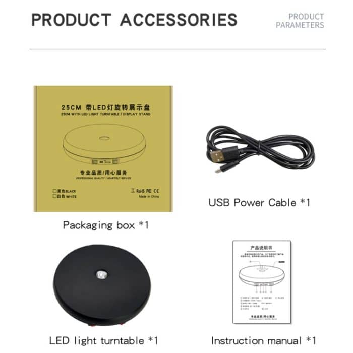 25 cm LED-Licht, elektrisch drehbarer Präsentationsständer, Drehteller – Bild 9