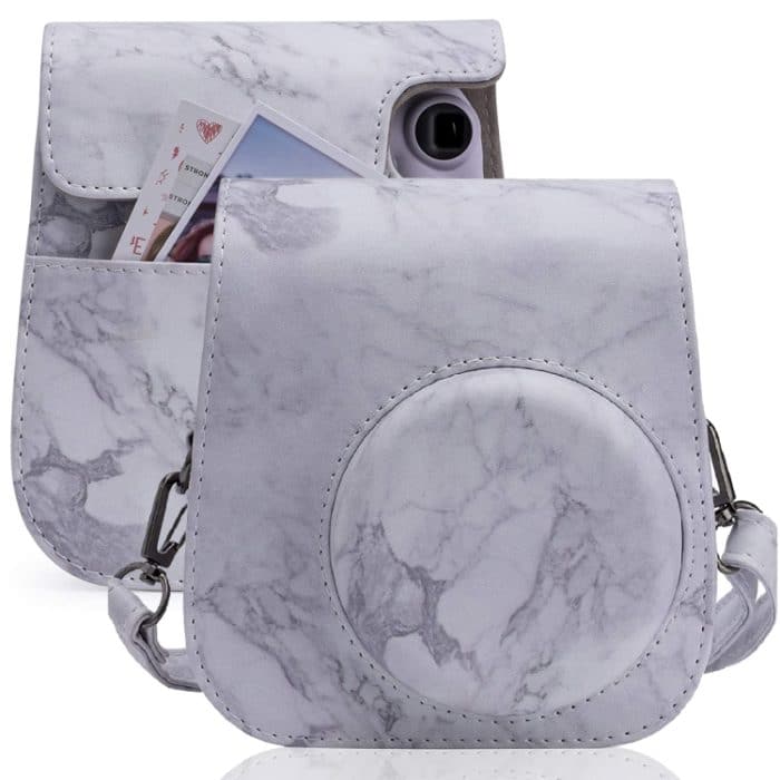 Für FUJIFILM instax mini 11/9/8 Marble Ganzkörper-Ledertasche Kameratasche mit Riemen – Bild 1