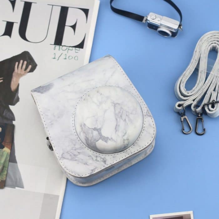 Für FUJIFILM instax mini 11/9/8 Marble Ganzkörper-Ledertasche Kameratasche mit Riemen – Bild 2