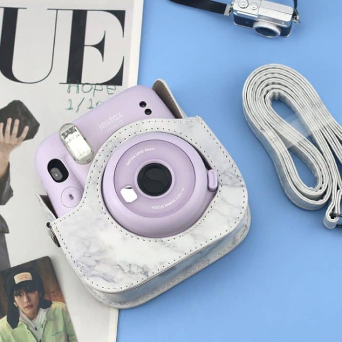 Für FUJIFILM instax mini 11/9/8 Marble Ganzkörper-Ledertasche Kameratasche mit Riemen – Bild 4