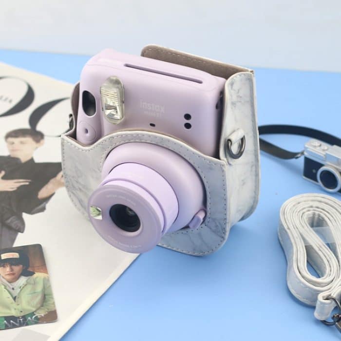 Für FUJIFILM instax mini 11/9/8 Marble Ganzkörper-Ledertasche Kameratasche mit Riemen – Bild 6