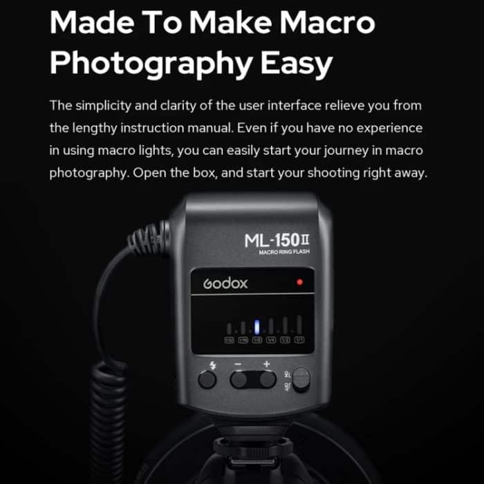 Godox ML-150II On-Camera-Makro-Ringblitzlicht mit 8 unterschiedlich großen Adapterringen, ML-150II – Bild 3