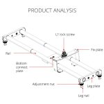 YELANGU YLG0119A 60 cm Spleiß-Gleitschienenschiene + Trolley-Schienenschnalle für Spiegelreflexkameras/Videokameras, 60cm Rail Track + Rail Buckle – Bild 12