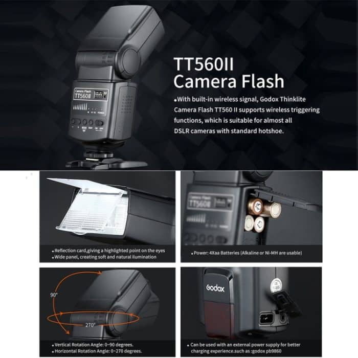 Godox TT560II Drahtloses 433 MHz GN38 Kamerablitz-Speedlite-Licht, TT560II – Bild 7