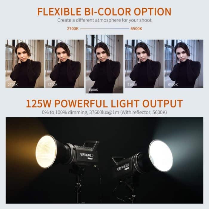 FEELWORLD FL125B 125W Bi-color Point Source Video Light, Bluetooth APP Control, FL125B – Bild 4
