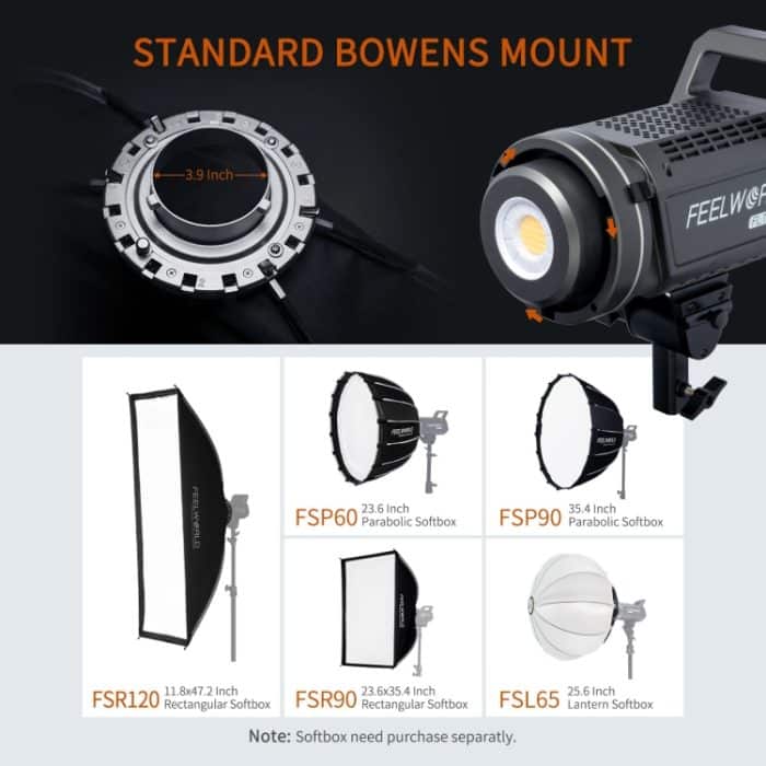 FEELWORLD FL125B 125W Bi-color Point Source Video Light, Bluetooth APP Control, FL125B – Bild 6