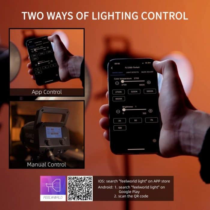 FEELWORLD FL125B 125W Bi-color Point Source Video Light, Bluetooth APP Control, FL125B – Bild 7