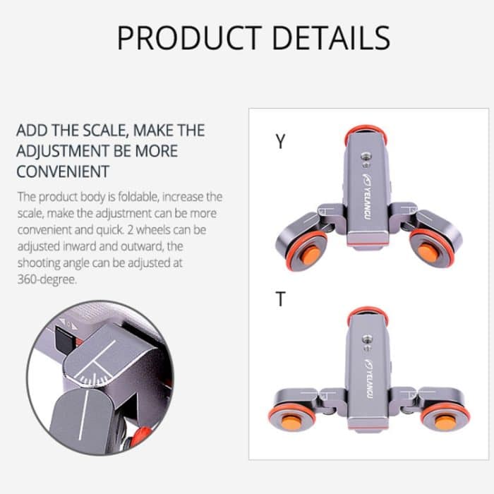 YELANGU L4X Kamera 3-Rad Dolly II Electric Track Slider 3-Rad Video Riemenscheibe Rollendes Dolly Auto mit Fernbedienung für DSLR / Heim-DV-Kameras, GoPro, Smartphones, Last: 3 kg (grau) – Bild 12