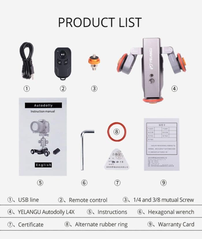 YELANGU L4X Kamera 3-Rad Dolly II Electric Track Slider 3-Rad Video Riemenscheibe Rollendes Dolly Auto mit Fernbedienung für DSLR / Heim-DV-Kameras, GoPro, Smartphones, Last: 3 kg (grau) – Bild 16