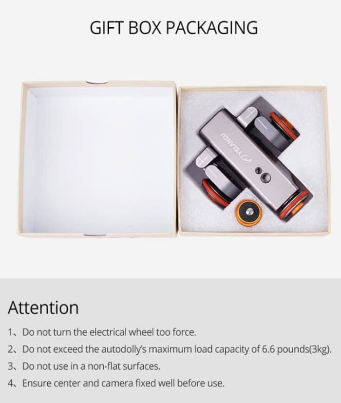 YELANGU L4X Kamera 3-Rad Dolly II Electric Track Slider 3-Rad Video Riemenscheibe Rollendes Dolly Auto mit Fernbedienung für DSLR / Heim-DV-Kameras, GoPro, Smartphones, Last: 3 kg (grau) – Bild 17