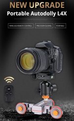 YELANGU L4X Kamera 3-Rad Dolly II Electric Track Slider 3-Rad Video Riemenscheibe Rollendes Dolly Auto mit Fernbedienung für DSLR / Heim-DV-Kameras, GoPro, Smartphones, Last: 3 kg (grau) – Bild 3